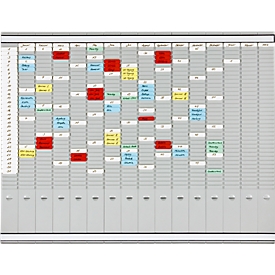 FRANKEN T-Kartentafel Jahresplaner für 15 Monate plus Index, 100,8 x 78.3 cm, 16 Träger, 35 Schlitze, PV1015