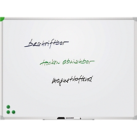 Franken Whiteboard U-Act!Line®, Hoch- & Querformat, emailliert, magnethaftend, recycelbar, mit Ablageschale, B 1200  x H 900 mm