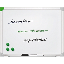 Franken Whiteboard U-Act!Line®, Hoch- & Querformat, emailliert, magnethaftend, recycelbar, mit Ablageschale, B 600 x H 450 mm