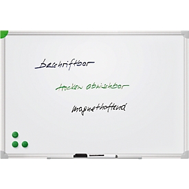 Franken Whiteboard U-Act!Line®, Hoch- & Querformat, emailliert, magnethaftend, recycelbar, mit Ablageschale, B 900 x H 600 mm