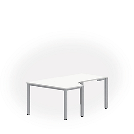 Freiformtisch NEVADA, B 1800 x T 1200/800 x H 740 mm, quadratisch, weiß/alusilber 