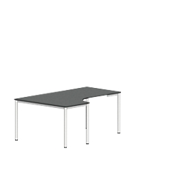 Freiformtisch NEVADA, B 1800 x T 1200/800 x H 740 mm, rund, dunkelgrau/weiss 