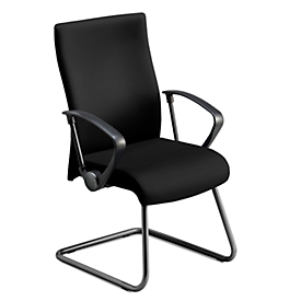 Freischwinger NowyStyl Neo CF, ergonomisch, mit Armlehnen, Sitz- und Rückenpolsterung, Stahl/Polster, B 480 x T 450 x H 465 mm, schwarz-schwarz