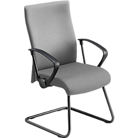 Freischwinger NowyStyl Neo, ergonomisch, mit Armlehnen, Sitz- und Rückenpolsterung, Stahl/Polster, B 510 x T 440 x H 440 mm, schwarz-grau