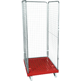 Gaascontainer 3-zijdig, 1600 bruikbare hoogte op kunststof rolcontainer, vuurrood RAL 3000