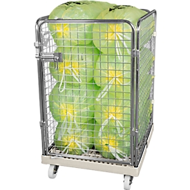 Gaascontainer 4-zijdig, 1020 bruikbare hoogte op kunststof rolcontainer, grijs RAL7032