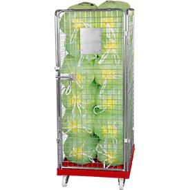 Gaascontainer 4-zijdig, 1600 bruikbare hoogte op kunststof rolcontainer, vuurrood RAL3000