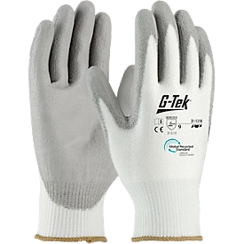 Gant d'assemblage G-Tek® 3RX 31-131R, EN 388 : 3 1 3 1 X, polyuréthane, 90 % plastique recyclé et 10 % élasthanne, blanc-gris, taille 9, 1 paire
