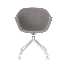 Gant shell chair, W 620 x D 575 x H 850 mm, swivel 360°, castors, upholstery, polypropylene and powder coated steel, grey/white