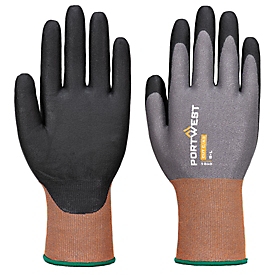 Gants de protection Portwest CT21, protection contre les coupures niveau C, mousse de nitrile micro/nylon/caoutchouc, gris-noir, M, 1 paire
