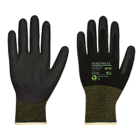 Gants de protection Portwest NPR15, antibactériens, résistants aux UV, respirants, mousse de nitrile/tissu de bambou, L, noir, 12 paires