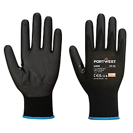Gants de protection pour chaussures Portwest NPR15, pouce renforcé, compatible avec les écrans tactiles, mousse nitrile/caoutchouc/PE recyclé, noir, L, 12 paires