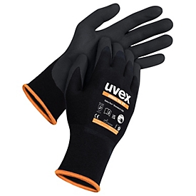 Gants de protection Uvex athletic lite xt, EN 388, protection contre la chaleur jusqu'à 100°C, compatible avec les écrans tactiles, revêtement en micro-mousse, noir, taille 10