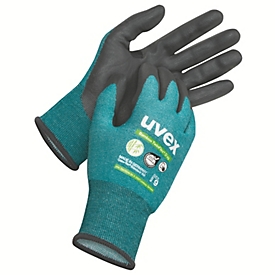 Gants de protection Uvex Bamboo TwinFlex® D XG, EN 407, protection contre la chaleur jusqu'à 100°C, compatible avec les écrans tactiles, technologie Bamboo TwinFlex®, vert, taille 11