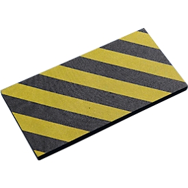 Garage wall protection pad Mottez, for indoor use, self-adhesive, washable, L 0.5 m x W 250 x H 25 mm, PU foam, yellow-black, 2 pieces