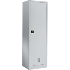 Garderobekast - B 600 x D 500 x H 1935 mm - cilinderslot - blank alu - ons merk Schäfer Shop Select