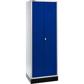 Garderobekast - B 630 x D 500 x H 1800 mm - draaigrendelslot - lichtgrijs en gentiaanblauw - ons merk Schäfer Shop Select