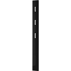 Garderobenpaneel Susanna, Wandmontage, 3 Klapphaken, bis 5 kg, B 150 x T 30 x H 1700 mm, MDF, schwarz