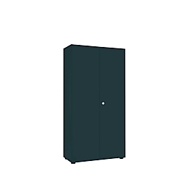 Garderobenschrank, 5 OH, 4 Fachböden,Mitteltrennwand & Kleiderstange, abschließbar, ohne Akustikfront, B 800 x T 450 x H 1930 mm, Spanplatte, graphit