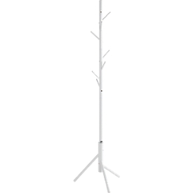 Garderobenständer HAKU, 8 Haken mit jeweils 5 kg Tragkraft, Ø 480 x H 1730 mm, Stahlrohr lackiert, weiß