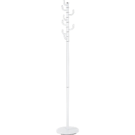 Garderobenständer HAKU, 8 Haken mit jeweils 5 kg Tragkraft, drehbare Hakenkrone, Ø 290 x H 1700 mm, Stahlrohr pulverbeschichtet, weiß