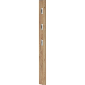 Garderobepaneel 3348, MDF melaminehars gecoat, 3 uitklapbare haken, ca. B 150 x D 30 x H 1700 mm, Navarra eik