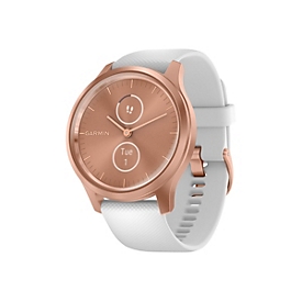 Garmin vívomove Style - 42 mm - Aluminium, Roségold - intelligente Uhr mit Band - Silikon - weiß