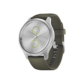 Garmin vívomove Style - 42 mm - Aluminium, Silber - intelligente Uhr mit Band - Silikon - Moosgrün