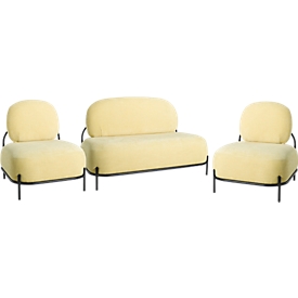 Garnitur ADMIRAL, 2 Sessel, 1 Sofa, 100 % Polyester, Stahlrohrgestell lackiert, safran