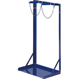 Gas cylinder stand Rollcart transport systems, for 2 cylinders with volume 40-50 l &amp; Ø 210-250 mm, up to 200 kg, chain lock, steel, blue