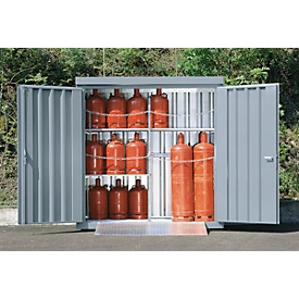 Gasflaschen-Magazin SAFE LIF GM 366, mit Bodenrahmen und verzinkten Gitterrosten