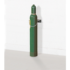 Gasflaschen-Wandhalterung, Stahl, B 195 x T 130 x H 60 mm, 1 Flasche Ø 140 mm, mit Kettensicherung