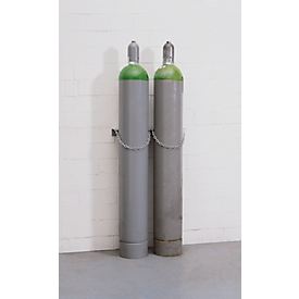 Gasflaschen-Wandhalterung, Stahl, B 280 x T 175 x H 60 mm, 1 Flasche Ø 230 mm, mit Kettensicherung