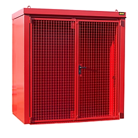 Gasflaschencontainer BAUER GFC-B M1, B 1175 x T 2120 x H 2265, für 28 Gasflaschen, feuerbeständig, abschliessbar, rot