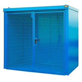 Gasflaschencontainer BAUER GFC-B M3, B 1570 x T 2425 x H 2265, für 45 Gasflaschen, feuerbeständig, abschließbar, blau