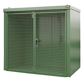 Gasflaschencontainer BAUER GFC-B M3, B 1570 x T 2425 x H 2265, für 45 Gasflaschen, feuerbeständig, abschließbar, grün