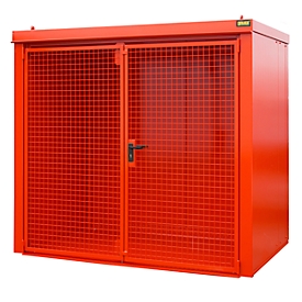 Gasflaschencontainer BAUER GFC-B M3, B 1570 x T 2425 x H 2265, für 45 Gasflaschen, feuerbeständig, abschließbar, rot