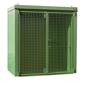 Gasflessencontainer BAUER GFC-B M1, B 1175 x D 2120 x H 2265, voor 28 gasflessen, brandwerend, afsluitbaar, groen