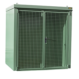 Gasflessencontainer BAUER GFC-B M2, B 1570 x D 2125 x H 2265, voor 35 gasflessen, brandwerend, afsluitbaar, groen