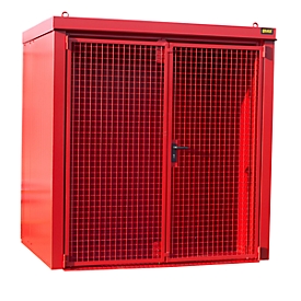 Gasflessencontainer BAUER GFC-B M2, B 1570 x D 2125 x H 2265, voor 35 gasflessen, brandwerend, afsluitbaar, rood