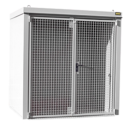 Gasflessencontainer BAUER GFC-B M2, B 1570 x D 2125 x H 2265, voor 35 gasflessen, brandwerend, afsluitbaar, wit