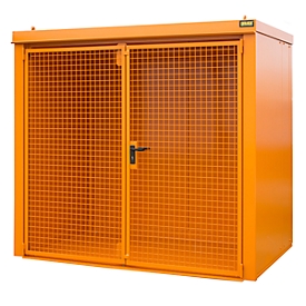 Gasflessencontainer BAUER GFC-B M3, B 1570 x D 2425 x H 2265, voor 45 gasflessen, brandwerend, afsluitbaar, oranje