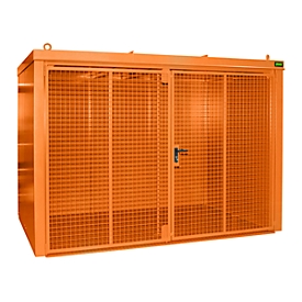 Gasflessencontainer BAUER GFC-B M4, B 1570 x D 3120 x H 2295, voor 60 gasflessen, brandwerend, afsluitbaar, oranje