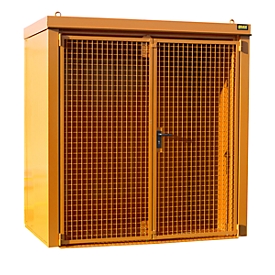 Gasflessenhouder BAUER GFC-B M1, B 1175 x D 2120 x H 2265, voor 28 gasflessen, brandwerend, afsluitbaar, oranje