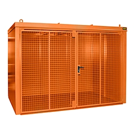 Gasflessenhouder BAUER GFC-B M5, B 2175 x D 3125 x H 2270, voor 96 gasflessen, brandwerend, afsluitbaar, oranje