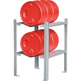 Gebinderegal für Auffangwannen, 2 x 60 l Fass