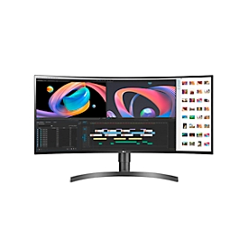 Gebogen monitor LG UltraWide 34WN80C-B, 34", IPS 3440 x 1440 px, formaat 21:9, radius 1,9 m, in hoogte verstelbaar/kantelbaar, DisplayPort/HDMI/USB, mat zwart