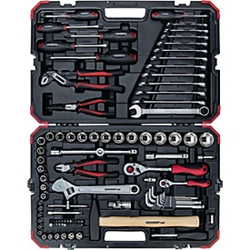 GEDORE RED gereedschapskoffer R4600 3100, 100-delig, SW 4-32 mm, CV-staal, vierkantaandrijving 1/4" &amp; 1/2", incl. hefboom-omkeerratels