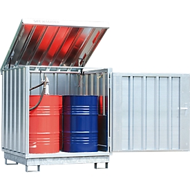 Gefahrstoffdepot Safe Master, Typ SM 4, Kapazität 4 x 200 l Fässer stehend, WGK 1-3, verzinkt