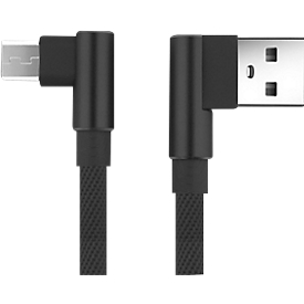 Gegevens-/oplaadkabel Felixx, Micro-USB, 90° haakse stekker, L 1 m, duurzaam nylonweefsel